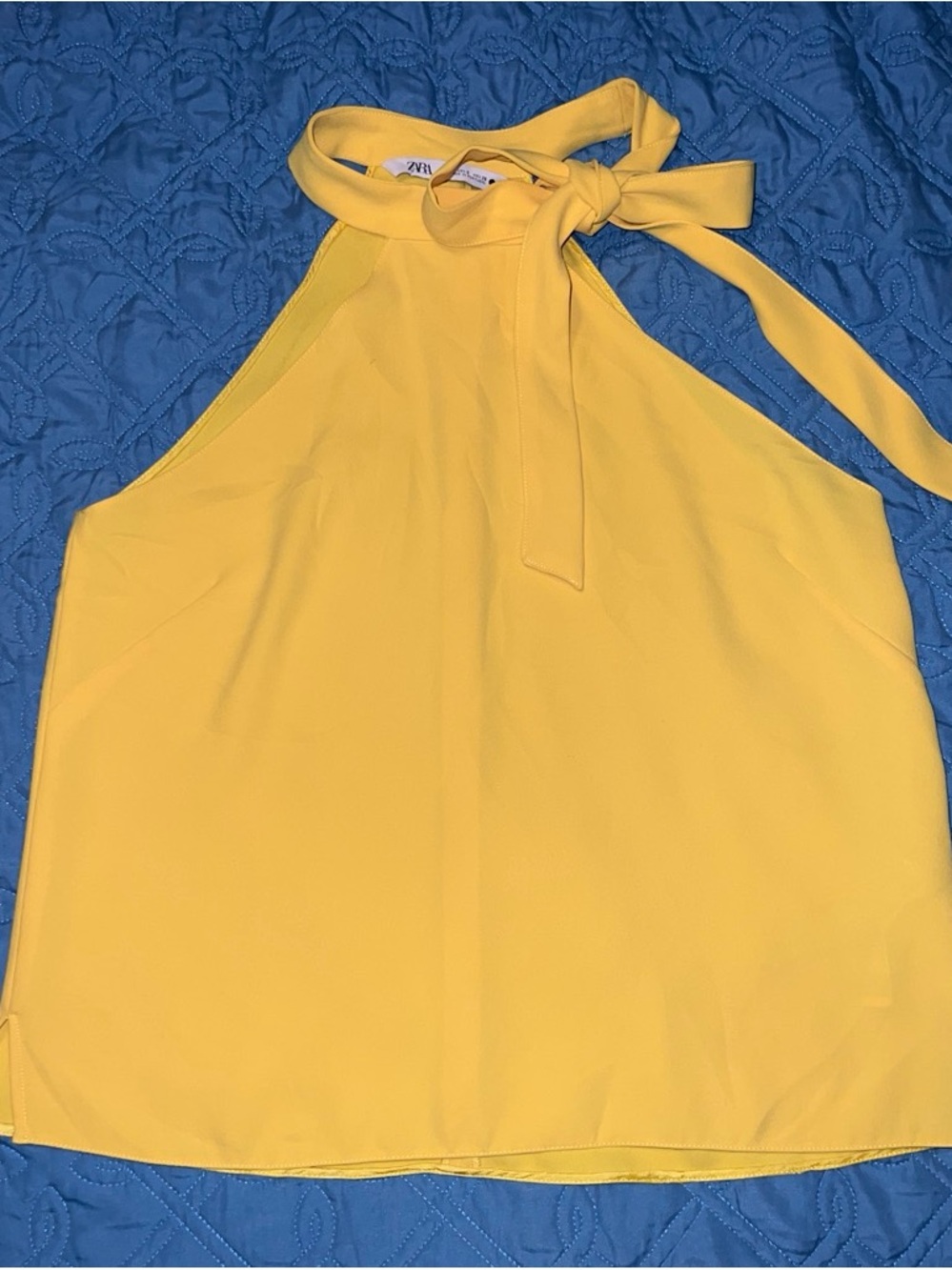 Zara Yellow Halter Tie-Neck Blouse